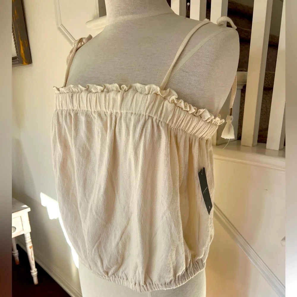 NWT Lucky Brand Women's Cream Tube Top with straps Size L